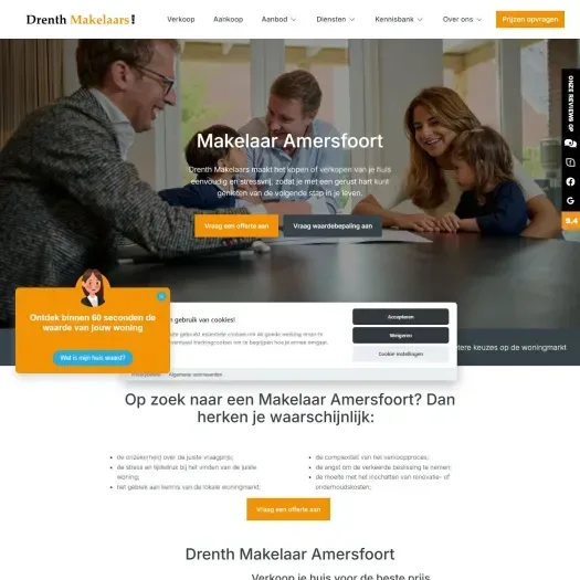 Screenshot van de website van www.drenthmakelaars.nl