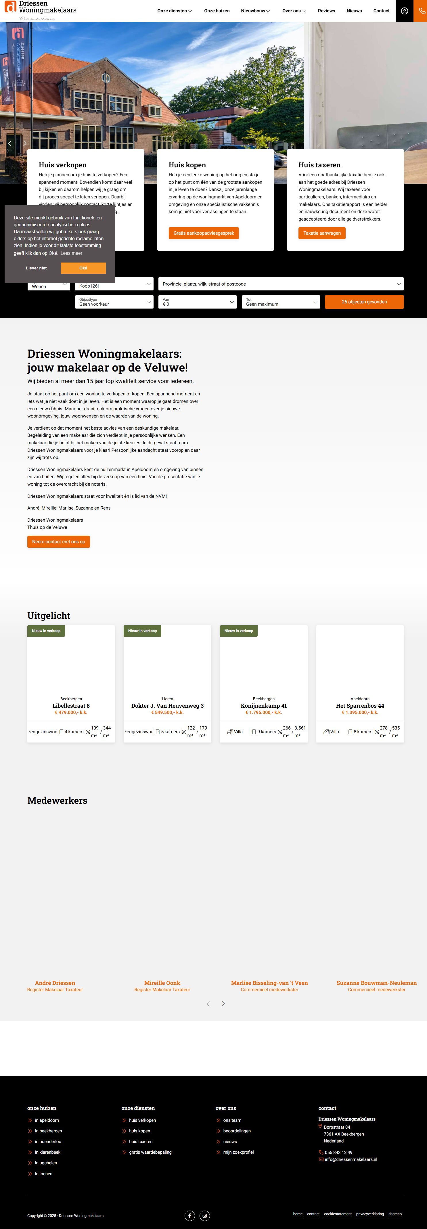 Screenshot van de website van www.driessenmakelaars.nl