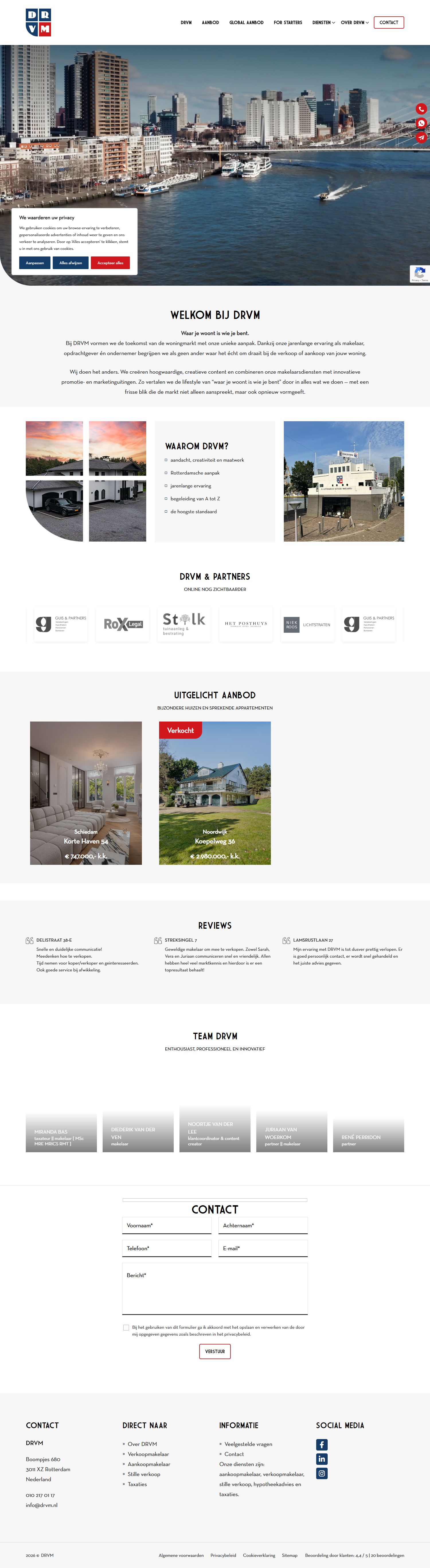 Screenshot van de website van www.drvm.nl