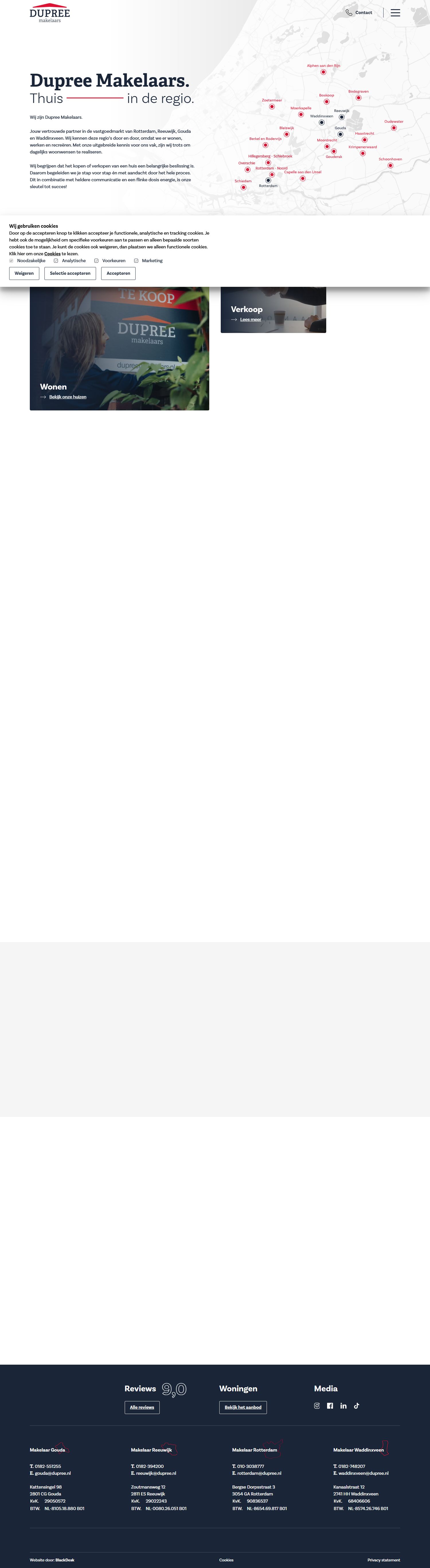 Screenshot van de website van www.dupreemakelaars.nl