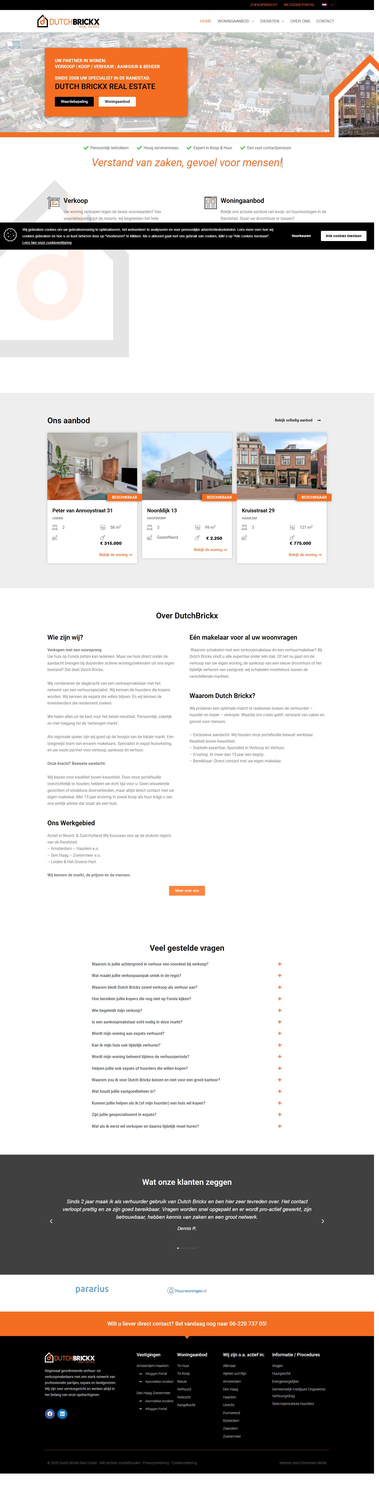 Screenshot van de website van www.dutchbrickx.nl