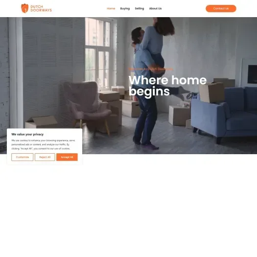 Screenshot van de website van www.dutchdoorways.nl