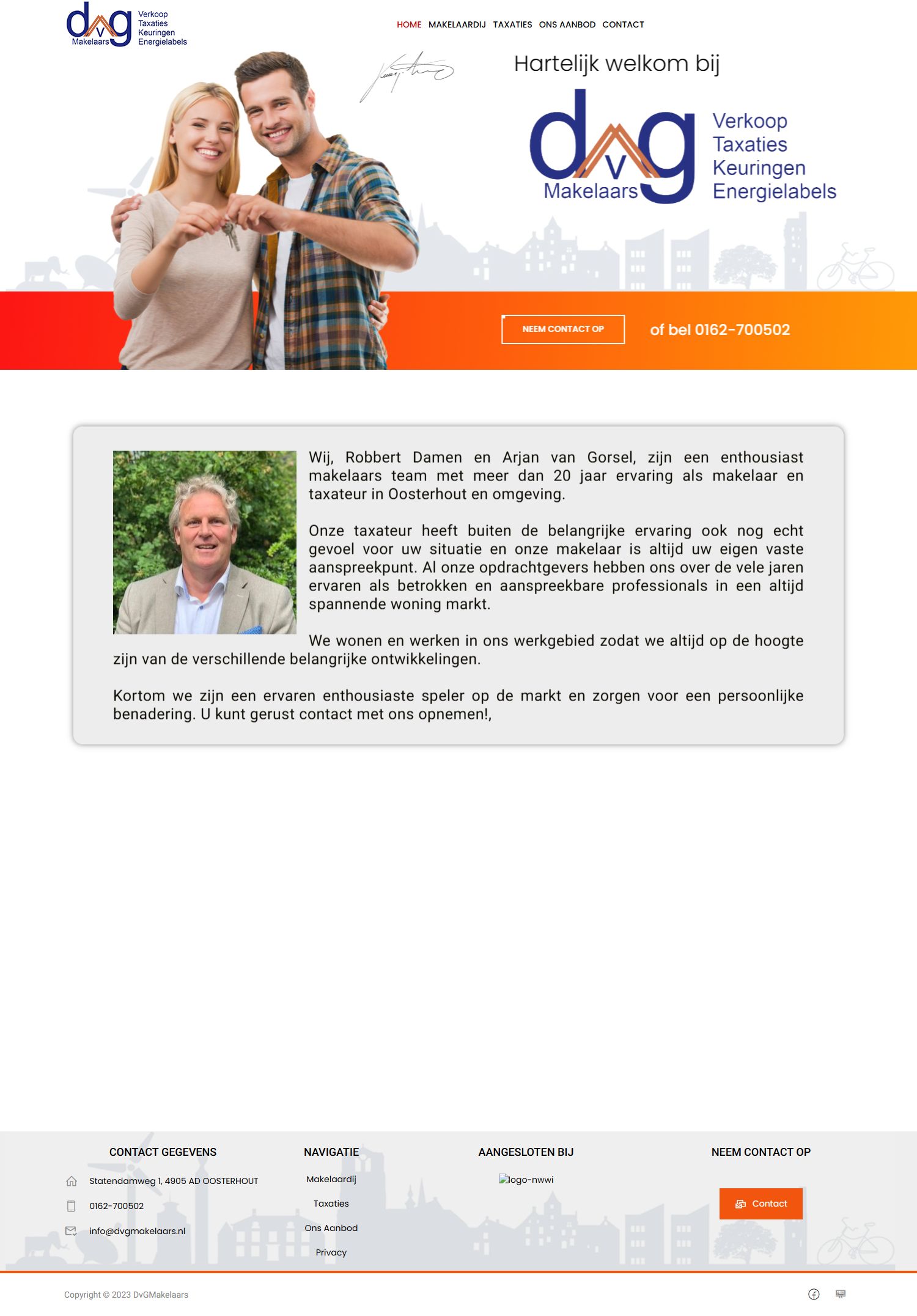 Screenshot van de website van www.dvgmakelaars.nl