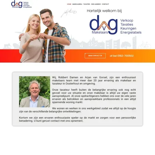 Screenshot van de website van www.dvgmakelaars.nl