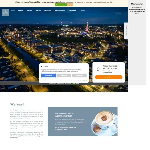 Screenshot van de website van www.dwarsmakelaars.nl