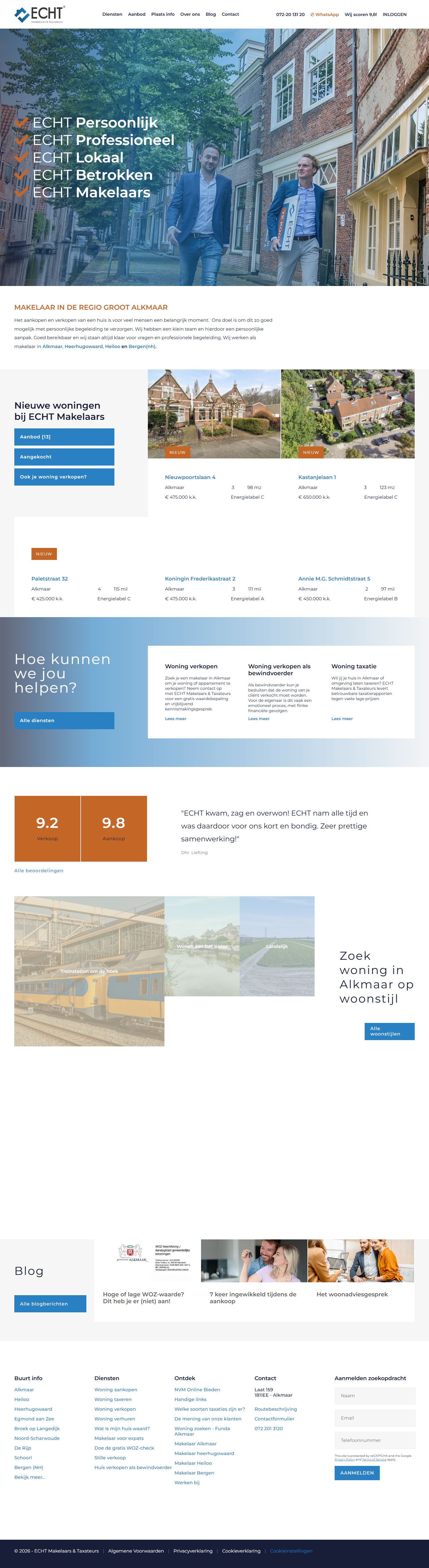 Screenshot van de website van www.echtmakelaar.nl