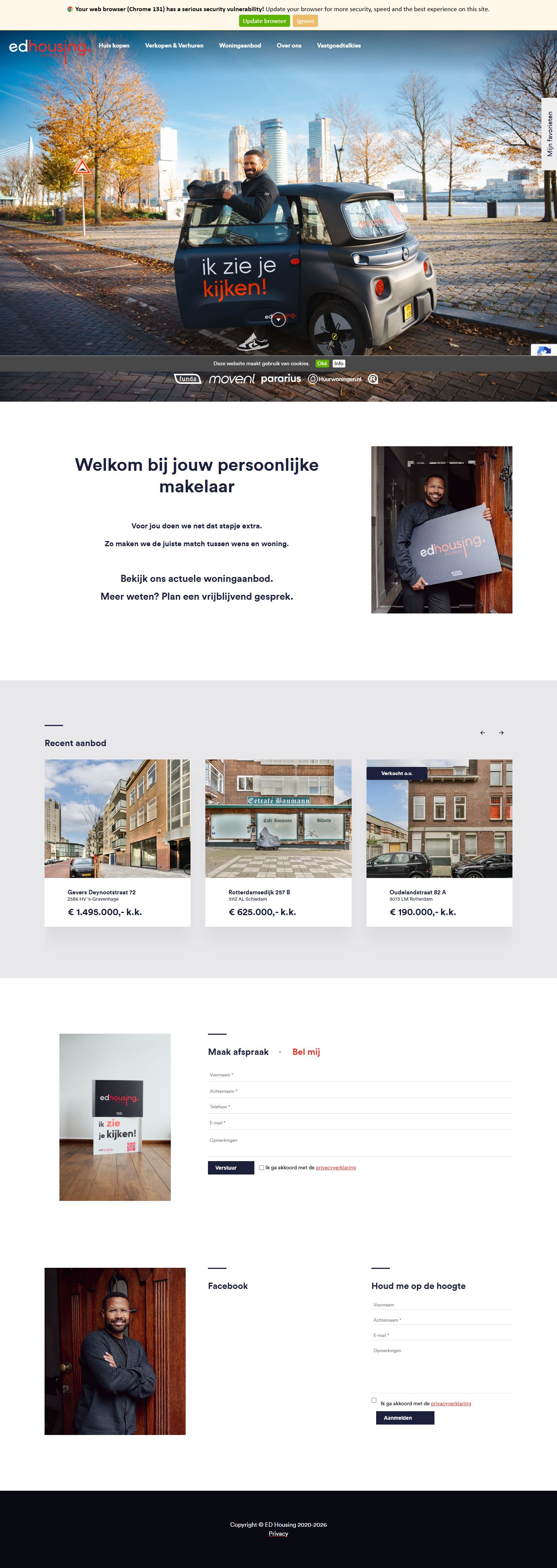 Screenshot van de website van www.edhousing.nl