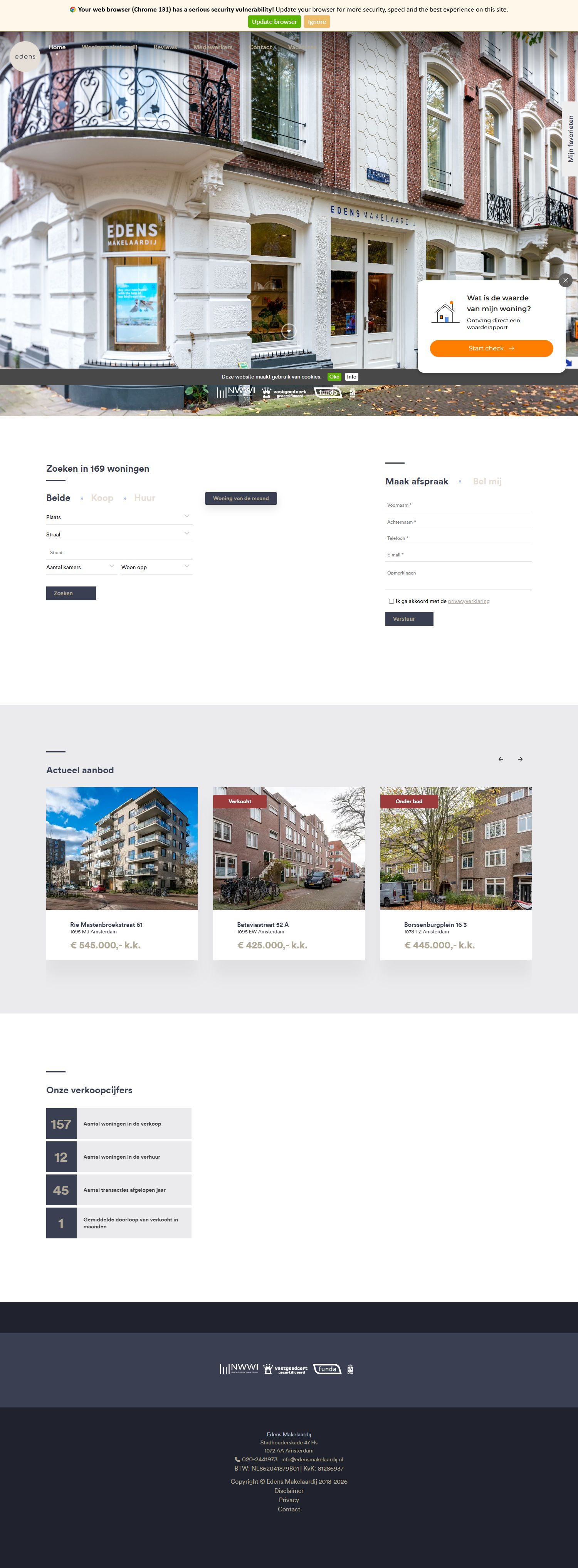 Screenshot van de website van www.edensmakelaardij.nl