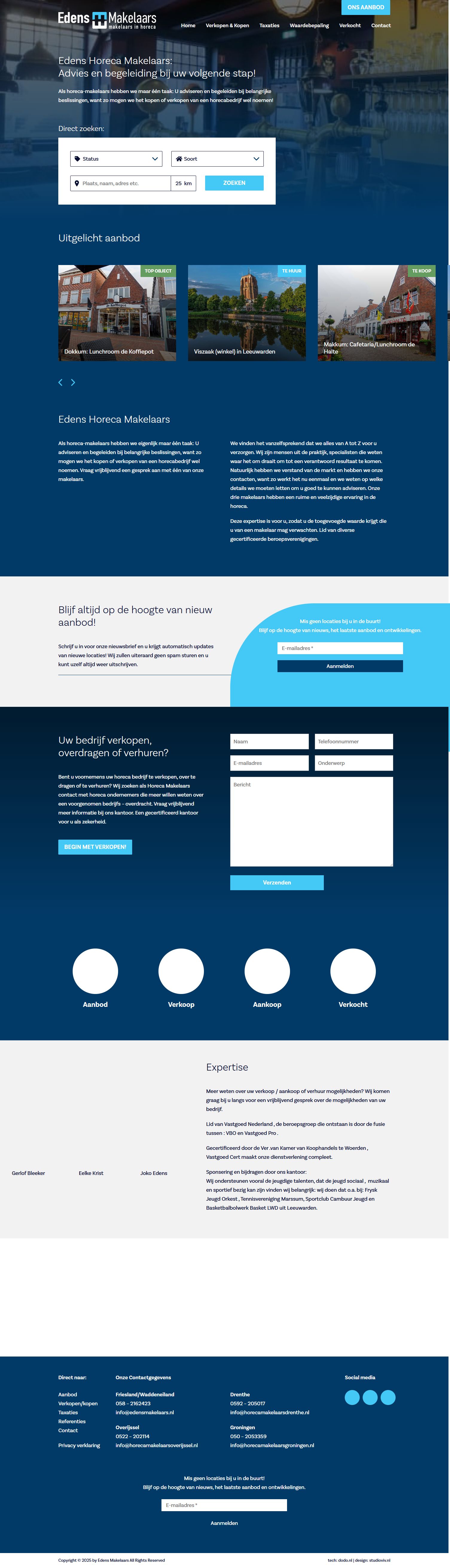 Screenshot van de website van www.edensmakelaars.nl