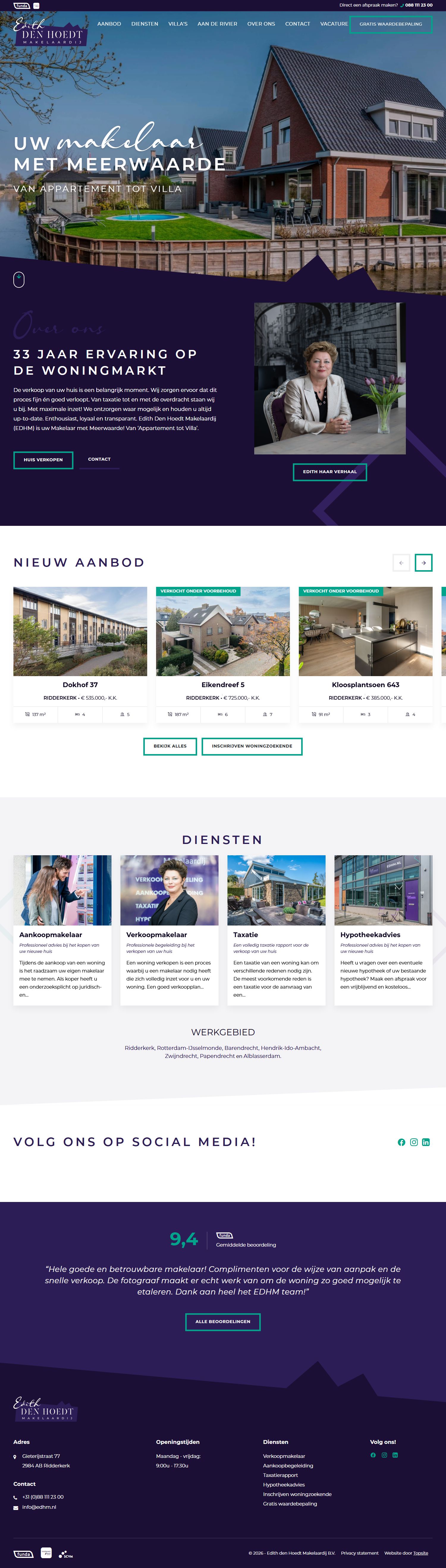 Screenshot van de website van www.edhm.nl