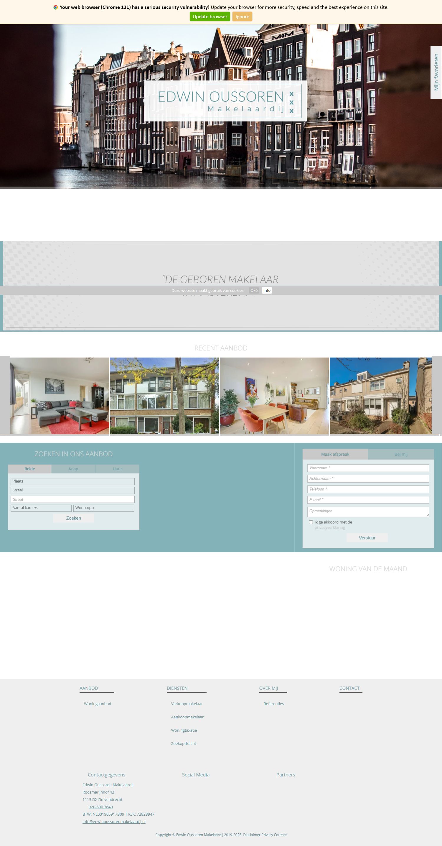 Screenshot van de website van www.edwinoussorenmakelaardij.nl