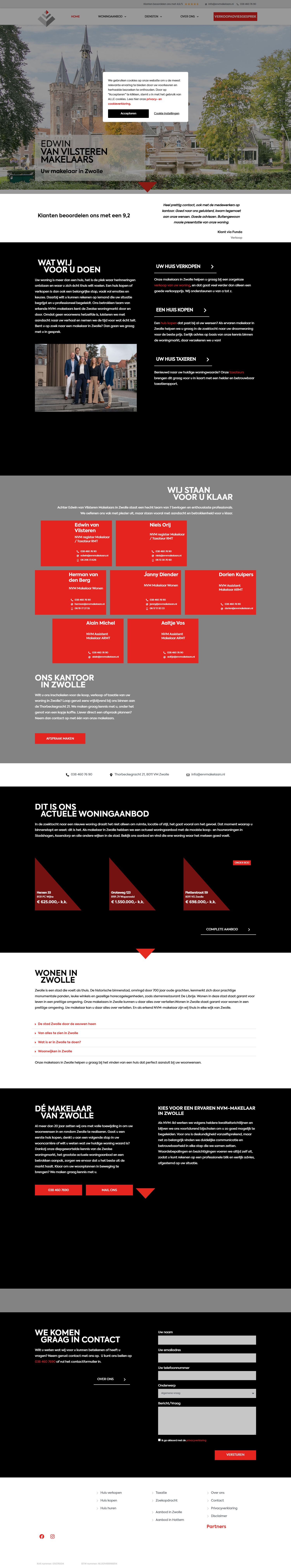 Screenshot van de website van www.evvmakelaars.nl