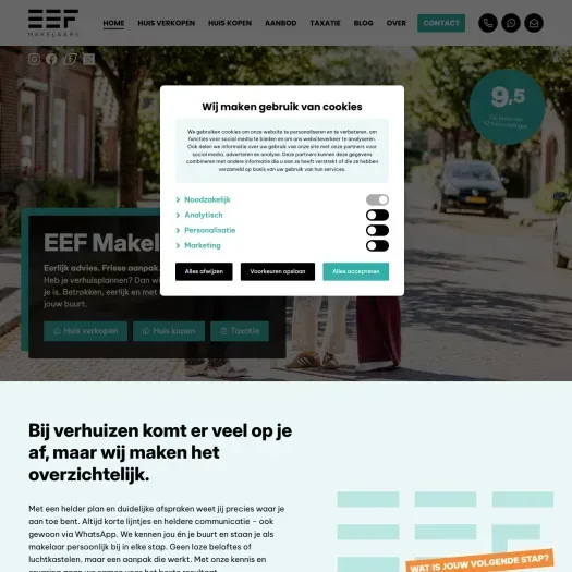 Screenshot van de website van www.eefmakelaars.nl