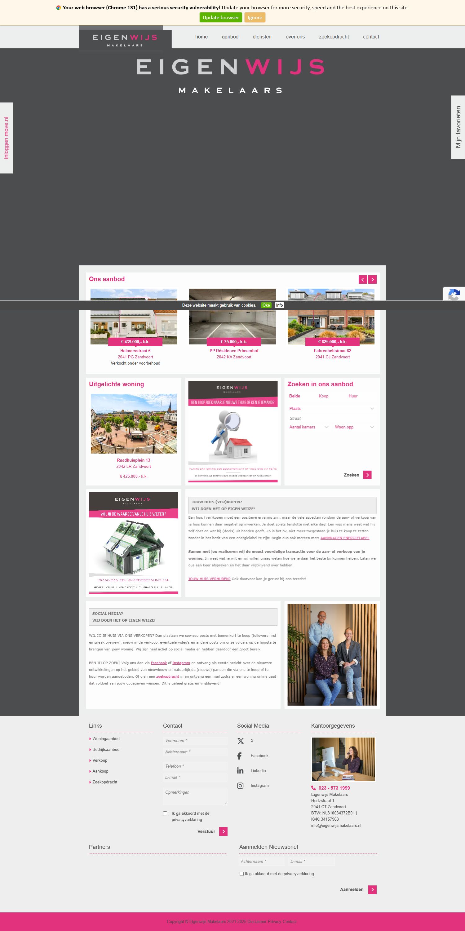 Screenshot van de website van www.eigenwijs-makelaars.nl