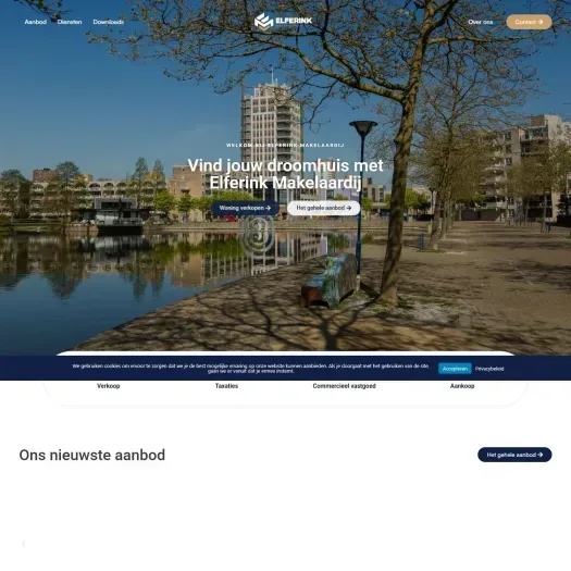 Screenshot van de website van www.elferinkmakelaardij.nl