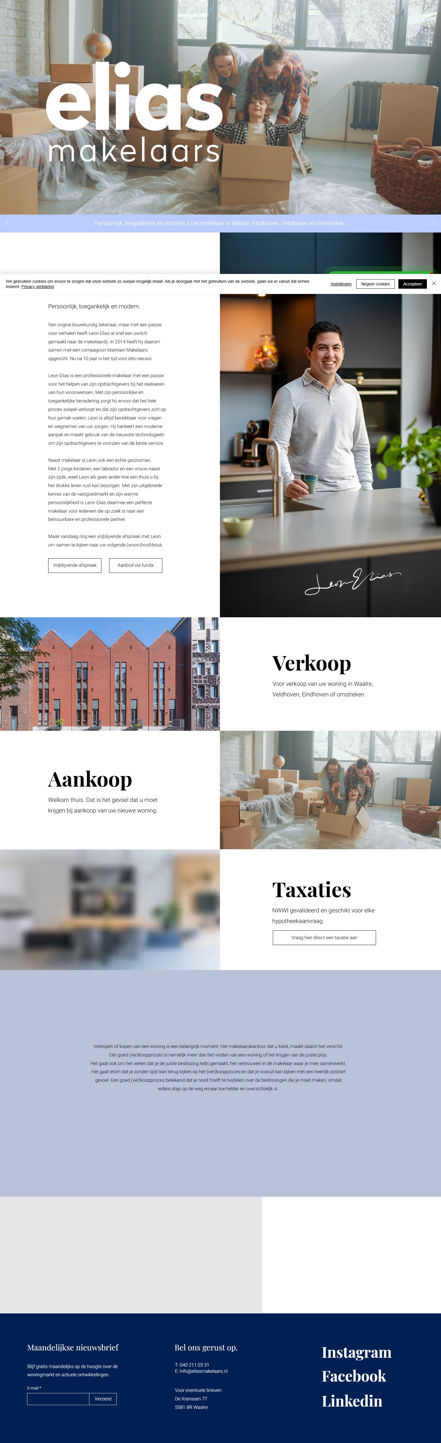 Screenshot van de website van www.eliasmakelaars.nl