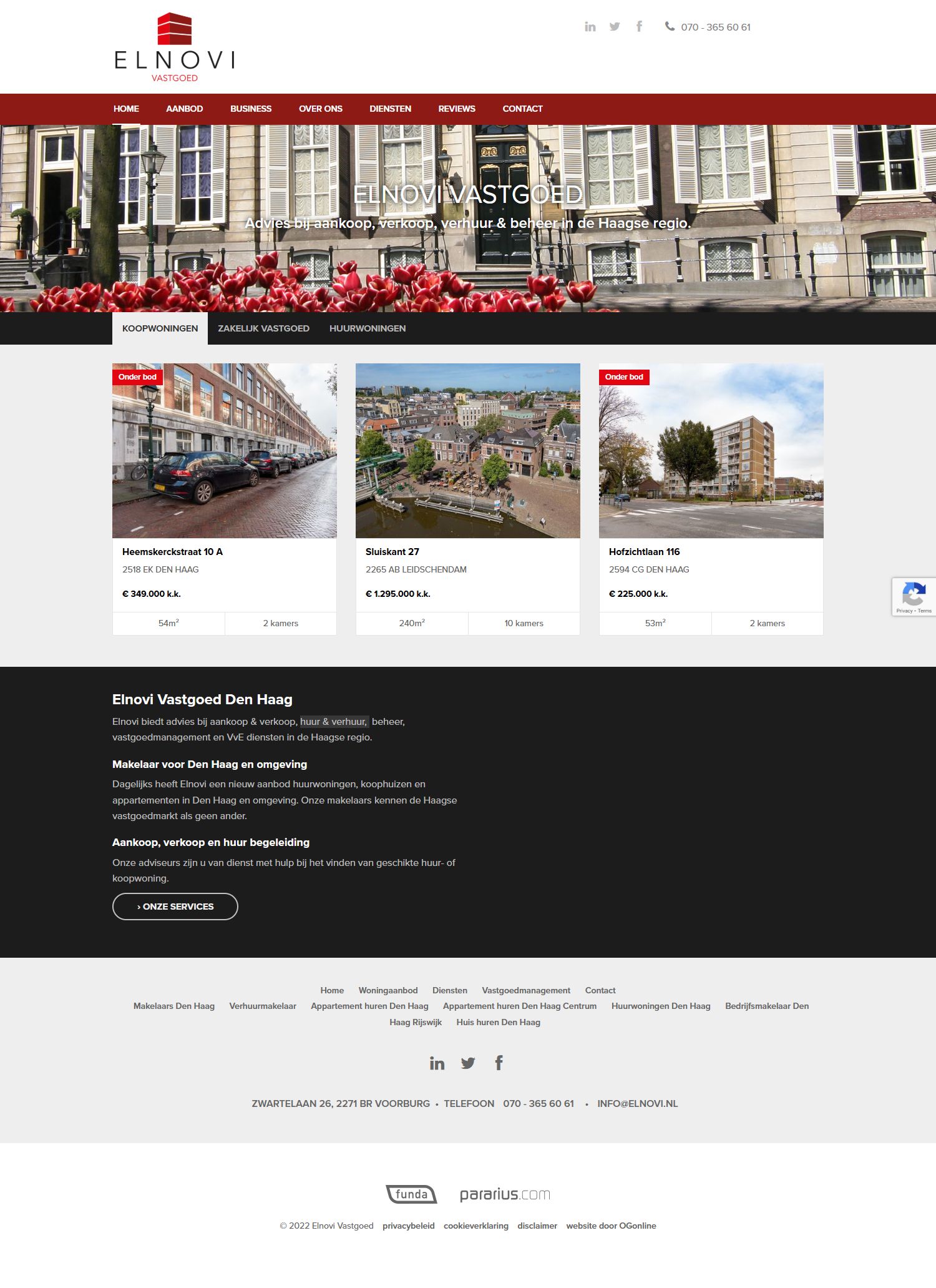Screenshot van de website van www.elnovi.nl