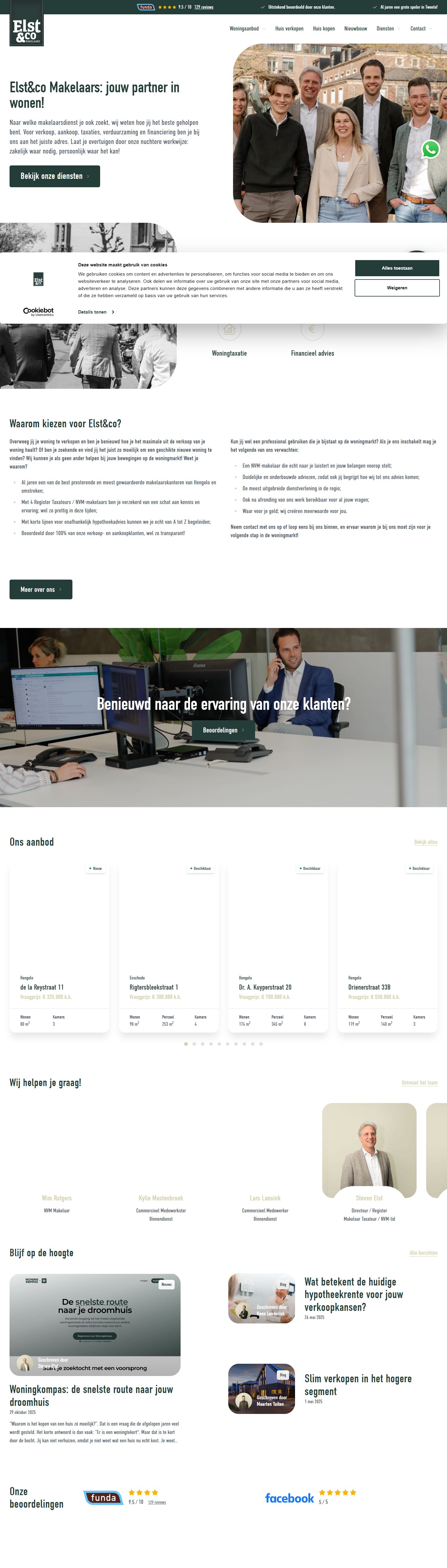 Screenshot van de website van www.elstenco.nl