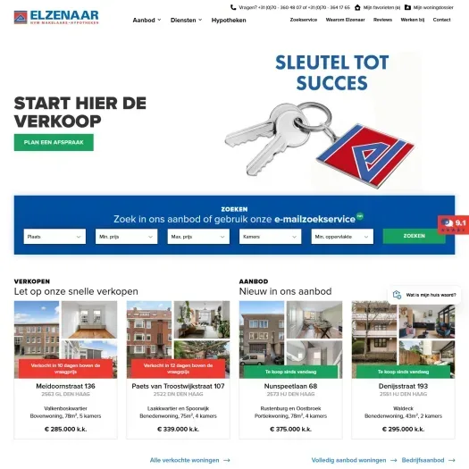 Screenshot van de website van www.elzenaar.com