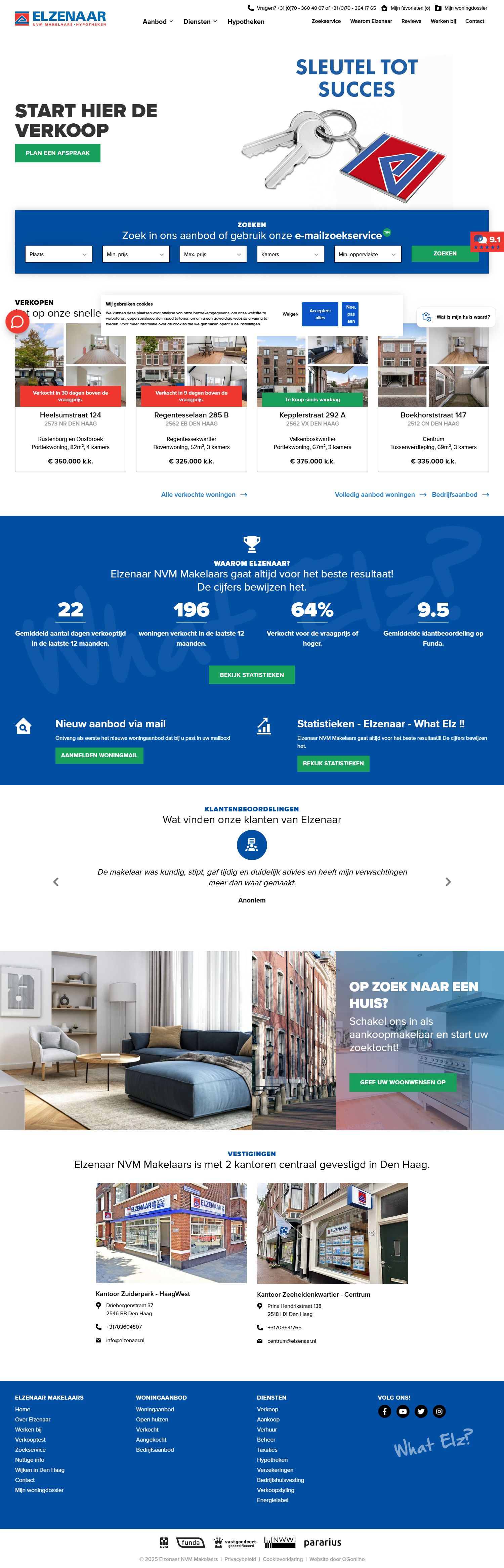 Screenshot van de website van www.elzenaar.com
