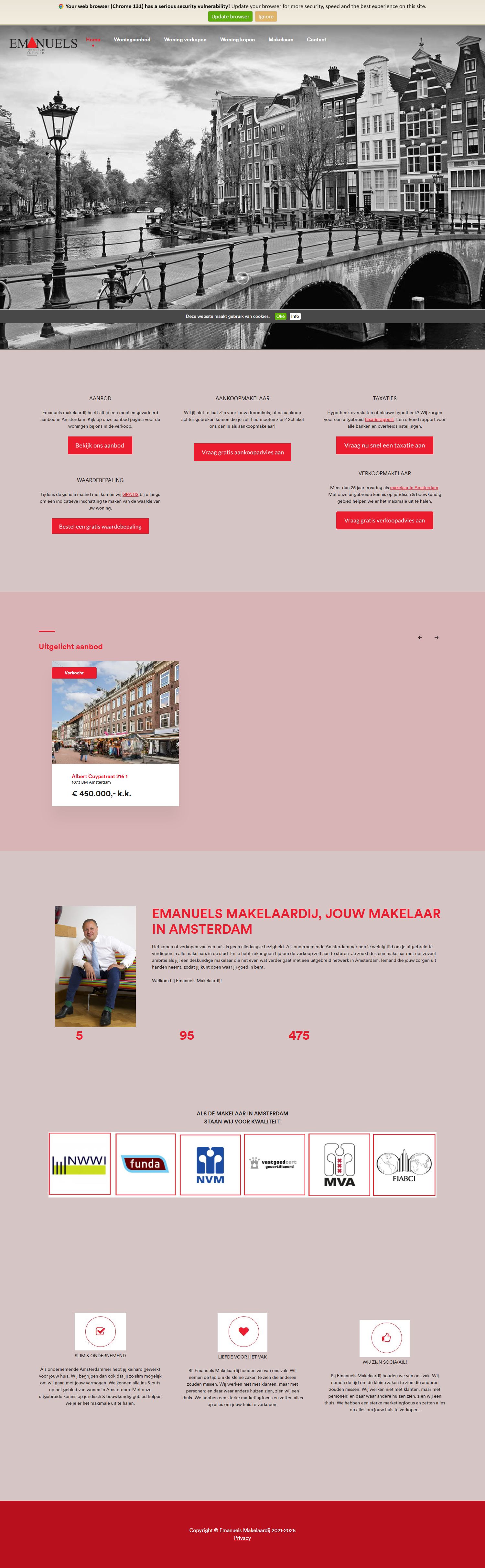 Screenshot van de website van www.emanuelsmakelaardij.nl