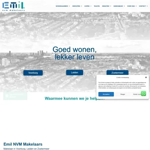 Screenshot van de website van www.emilmakelaars.nl