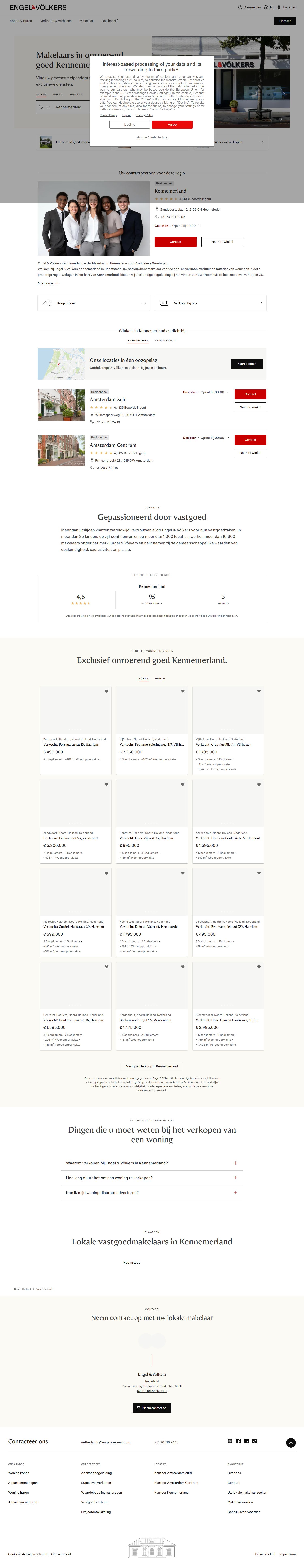 Screenshot van de website van www.engelvoelkers.com