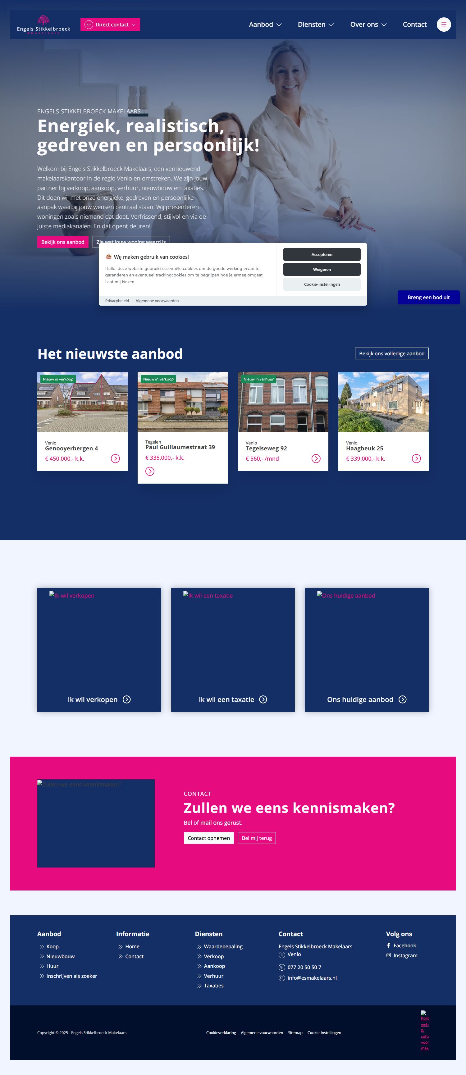 Screenshot van de website van www.esmakelaars.nl