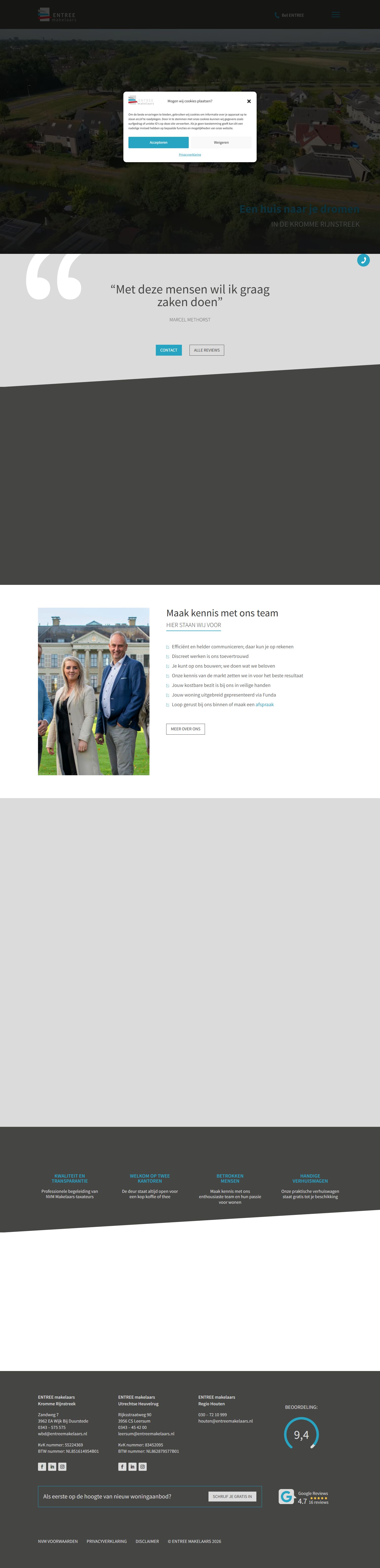 Screenshot van de website van www.entreemakelaars.nl