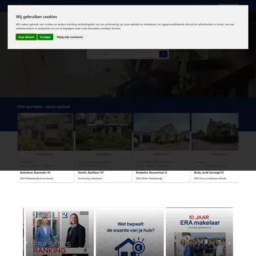 Screenshot van de website van www.dijkhuismakelaars.nl