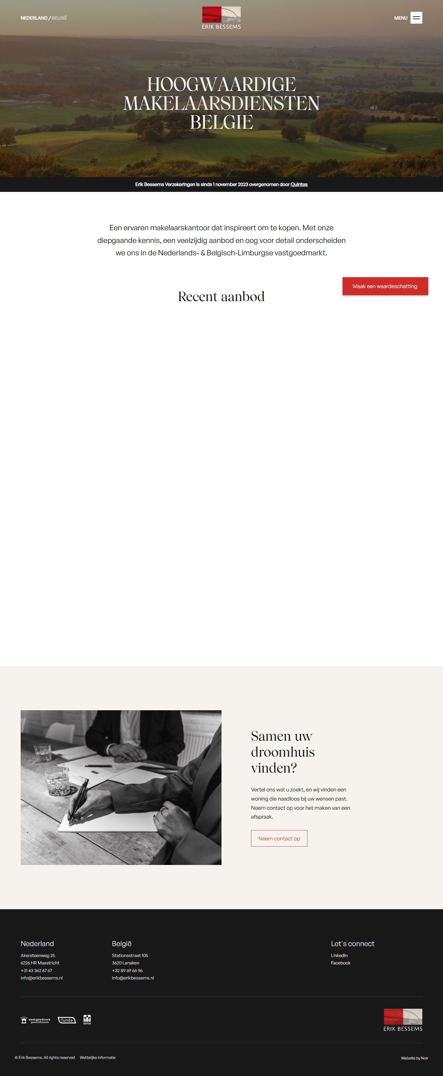 Screenshot van de website van www.erikbessems.be