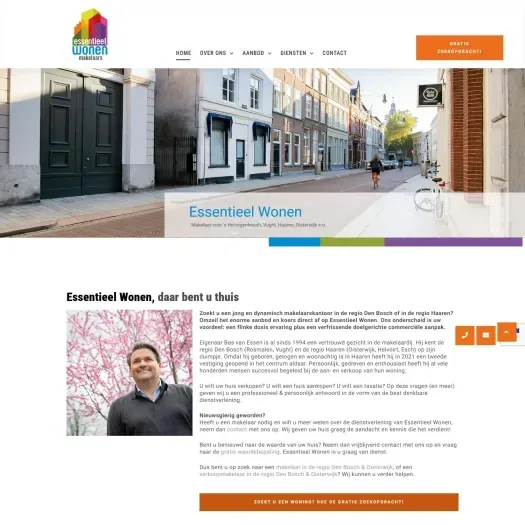 Screenshot van de website van www.essentieelwonen.nl