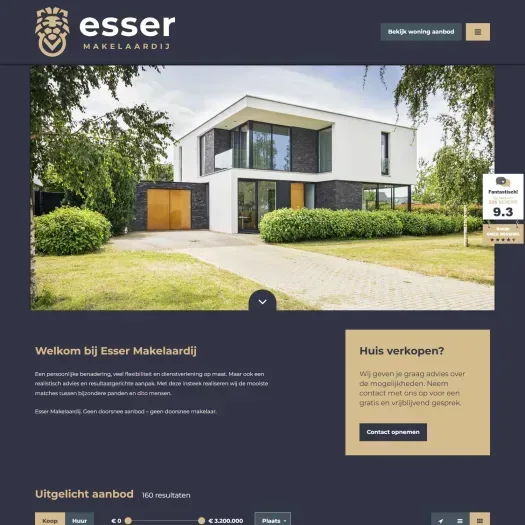 Screenshot of the website of www.essermakelaardij.nl