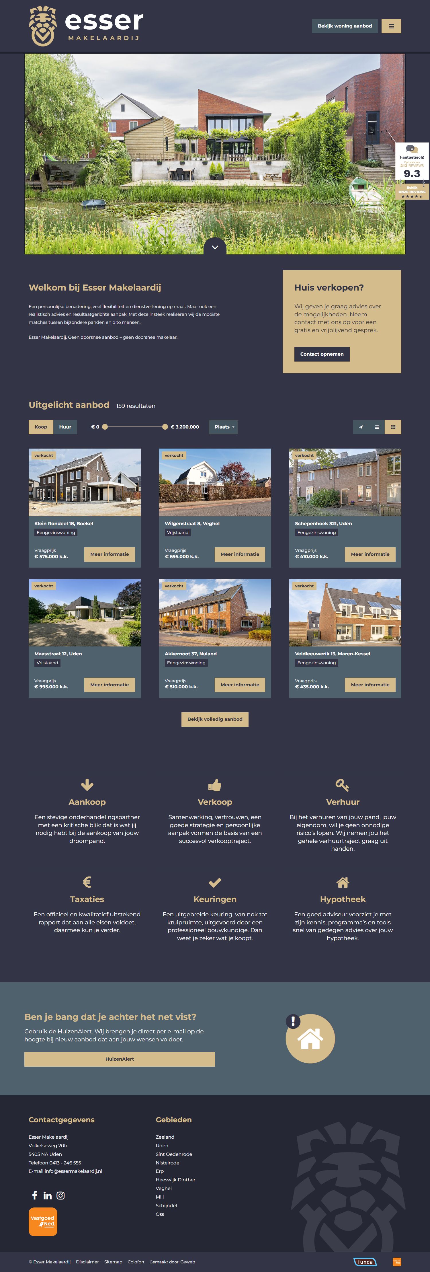 Screenshot van de website van www.essermakelaardij.nl