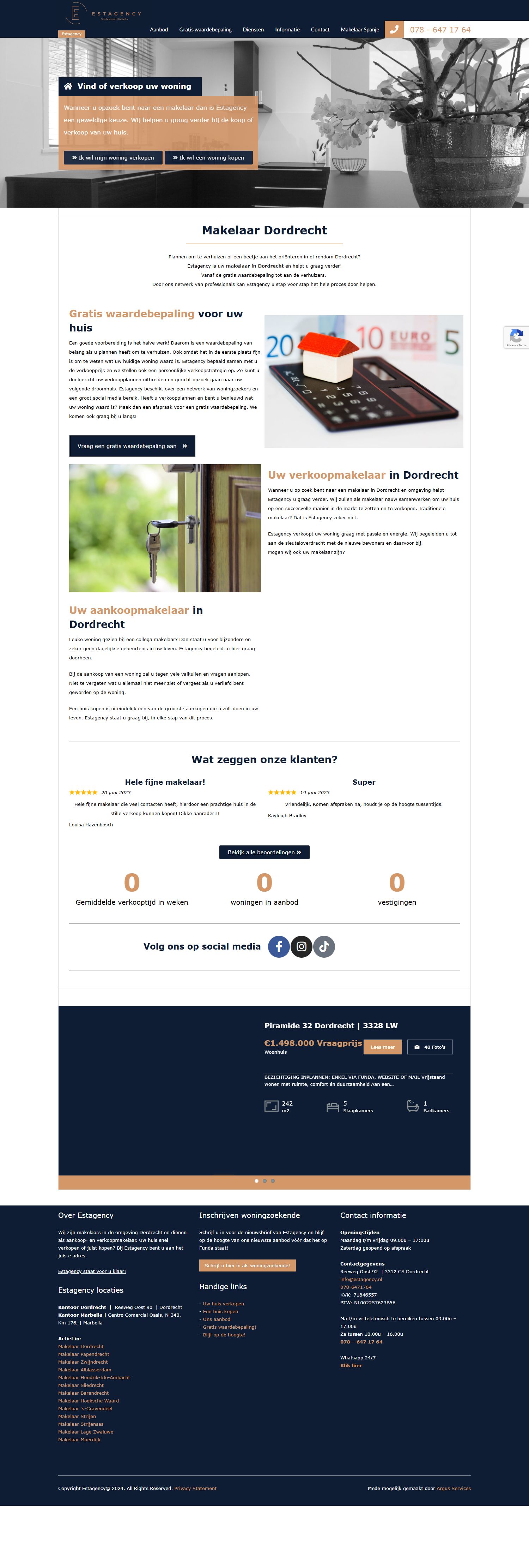 Screenshot van de website van estagency.nl