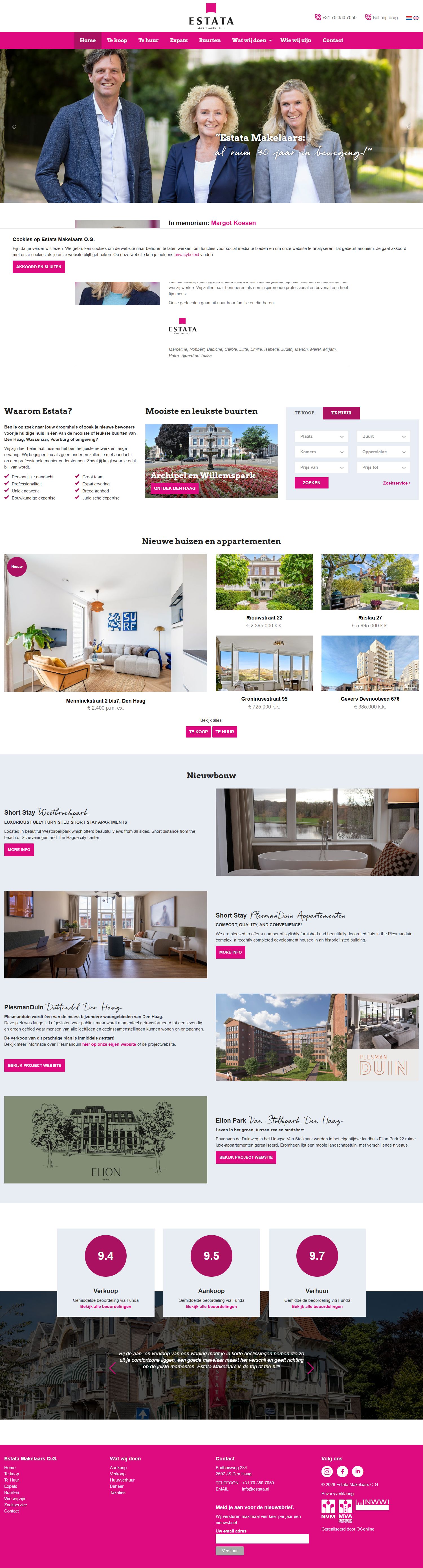 Screenshot van de website van www.estata.nl