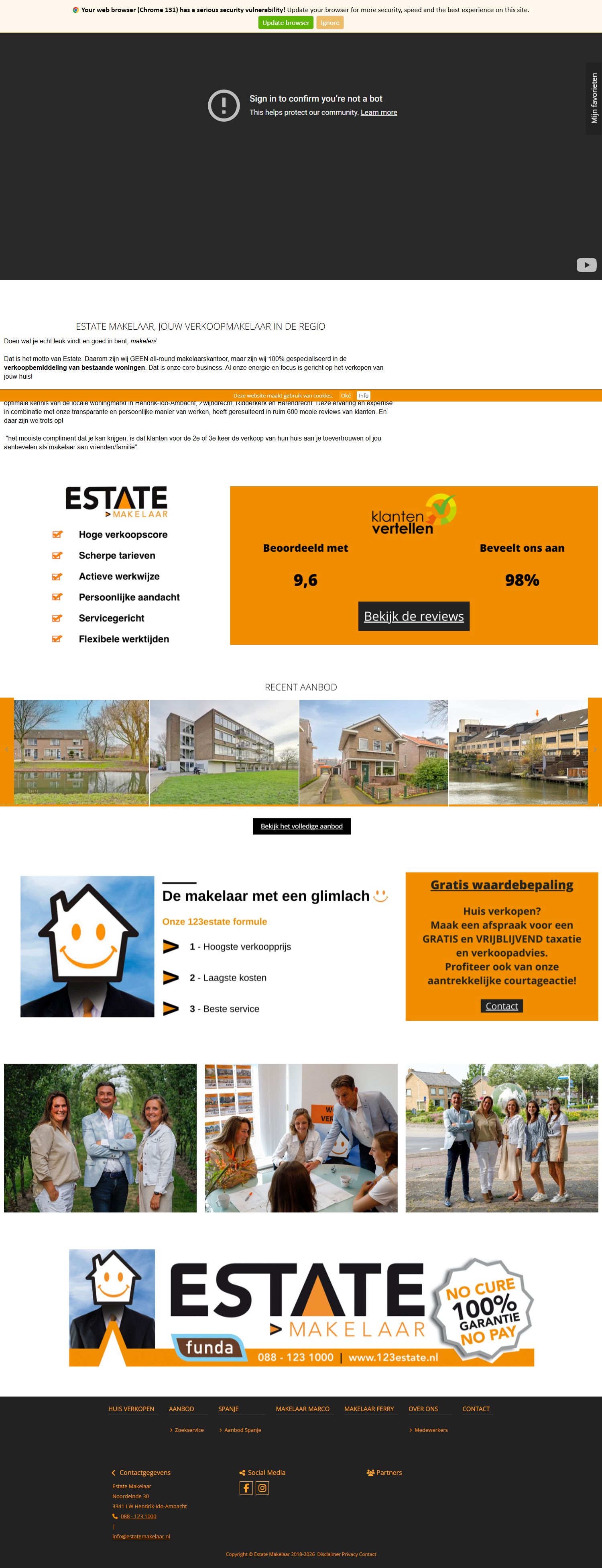 Screenshot van de website van www.estatemakelaar.nl