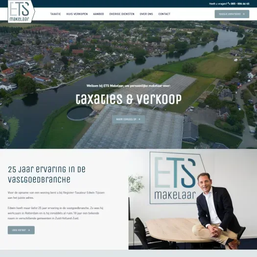 Screenshot van de website van www.etsmakelaar.nl