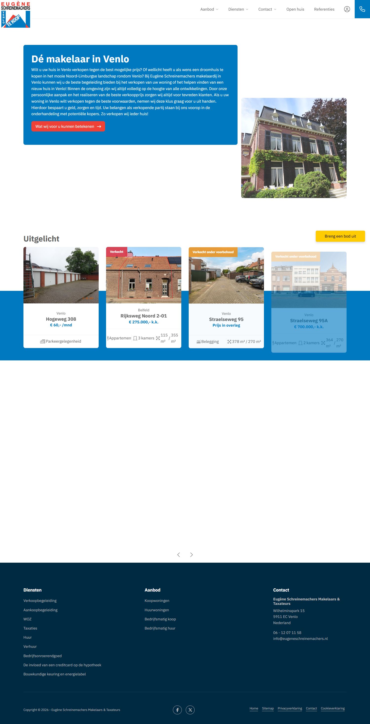 Screenshot van de website van www.eugeneschreinemachers.nl