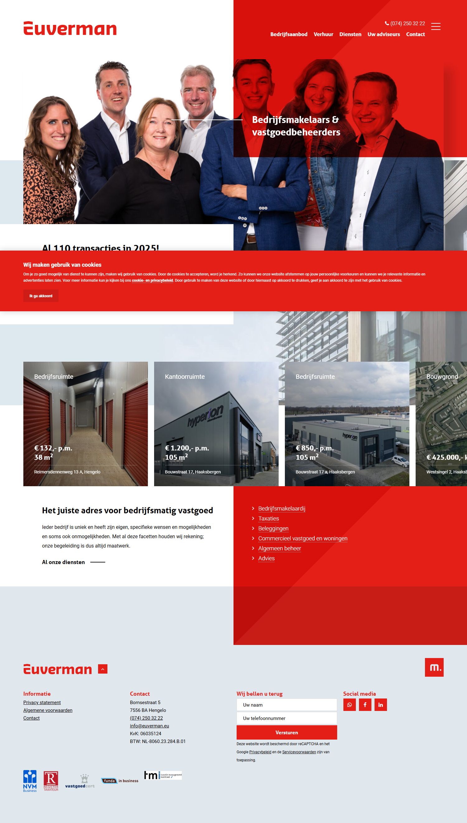 Screenshot van de website van www.euverman.eu