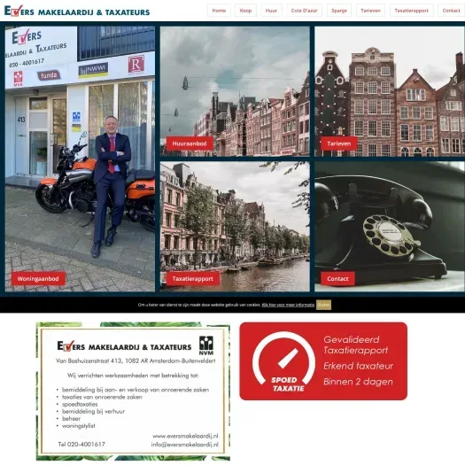 Screenshot van de website van www.eversmakelaardij.nl