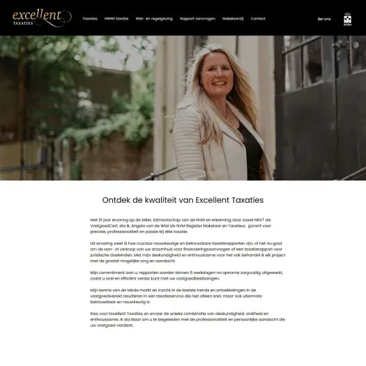 Screenshot van de website van www.excellenttaxaties.nl
