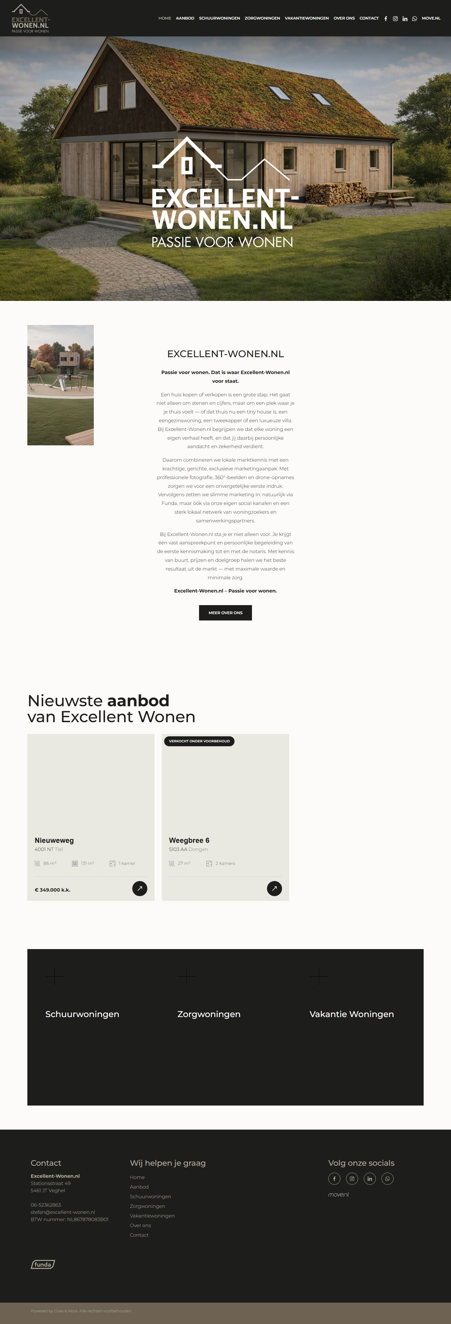 Screenshot van de website van excellent-wonen.nl