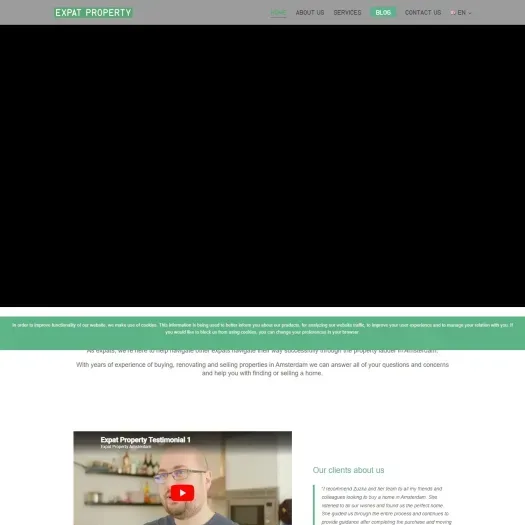 Screenshot van de website van expatproperty.amsterdam