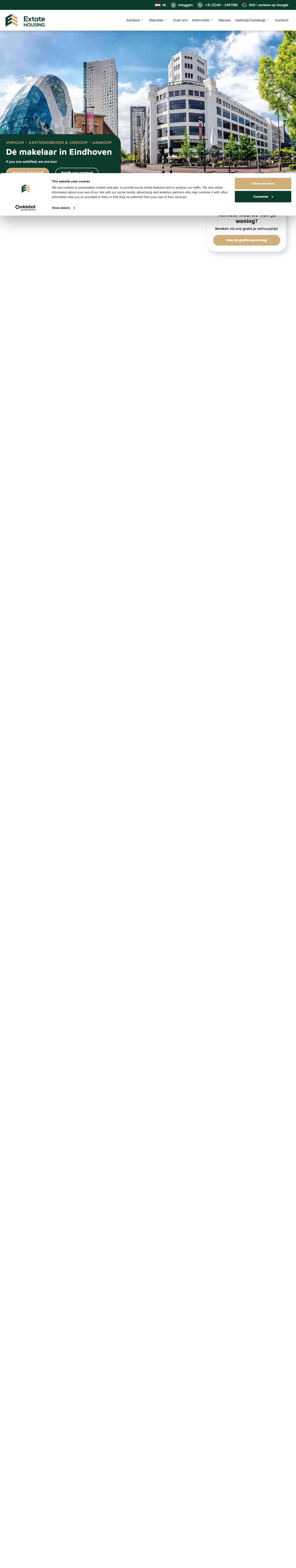 Screenshot van de website van www.extatehousing.nl