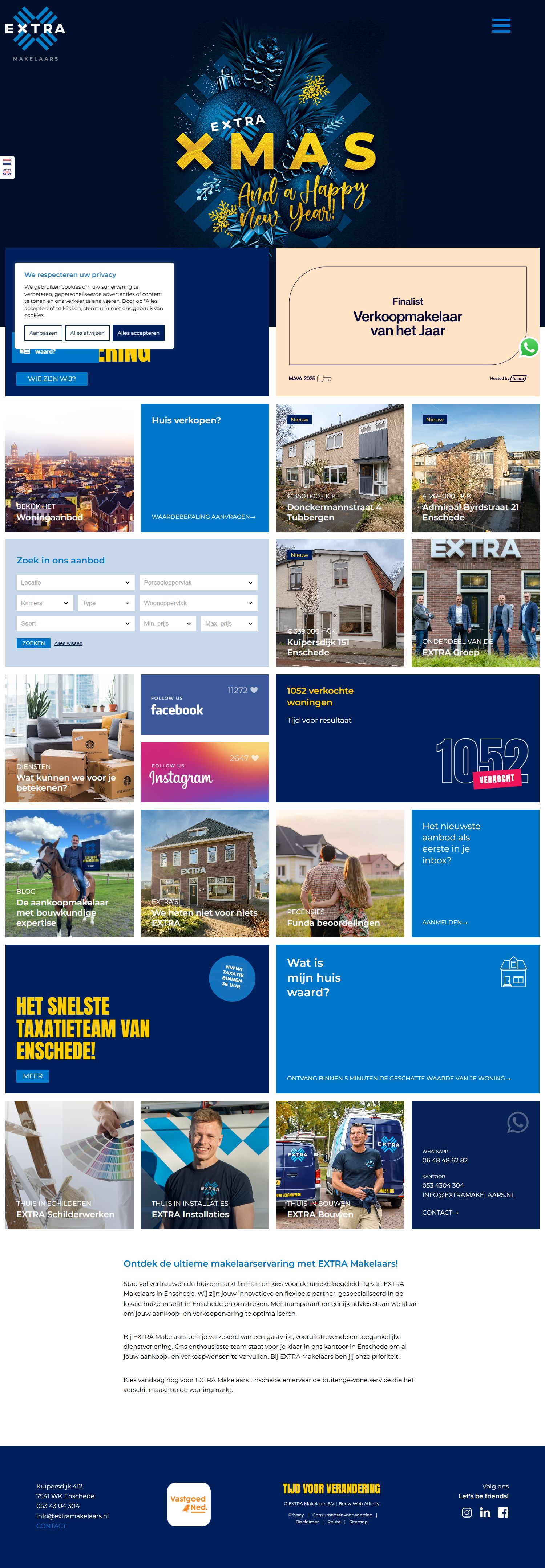 Screenshot van de website van www.extramakelaars.nl