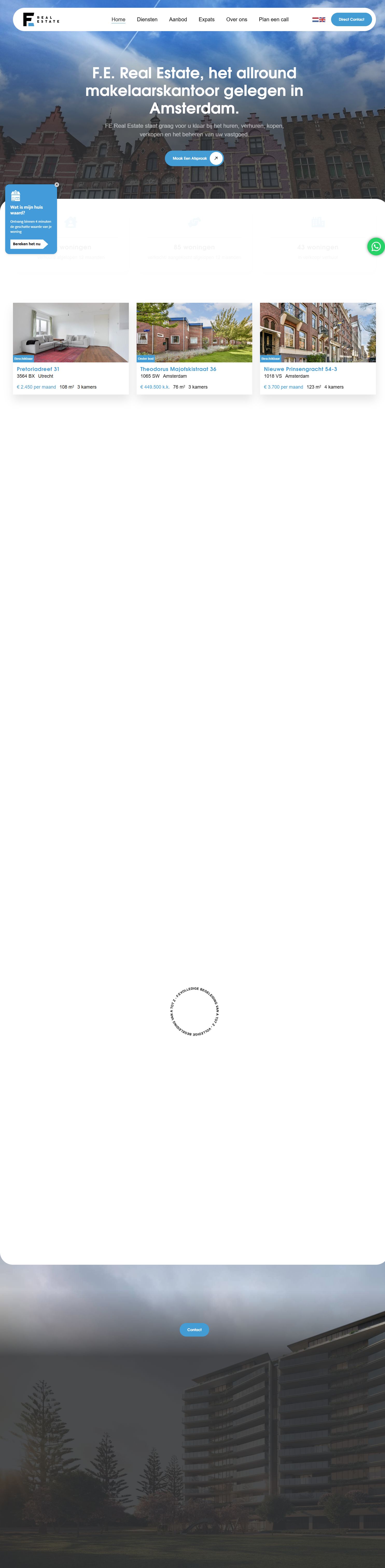 Screenshot van de website van www.fe-realestate.nl