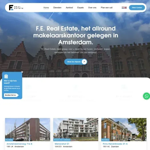 Screenshot of the website of www.fe-realestate.nl