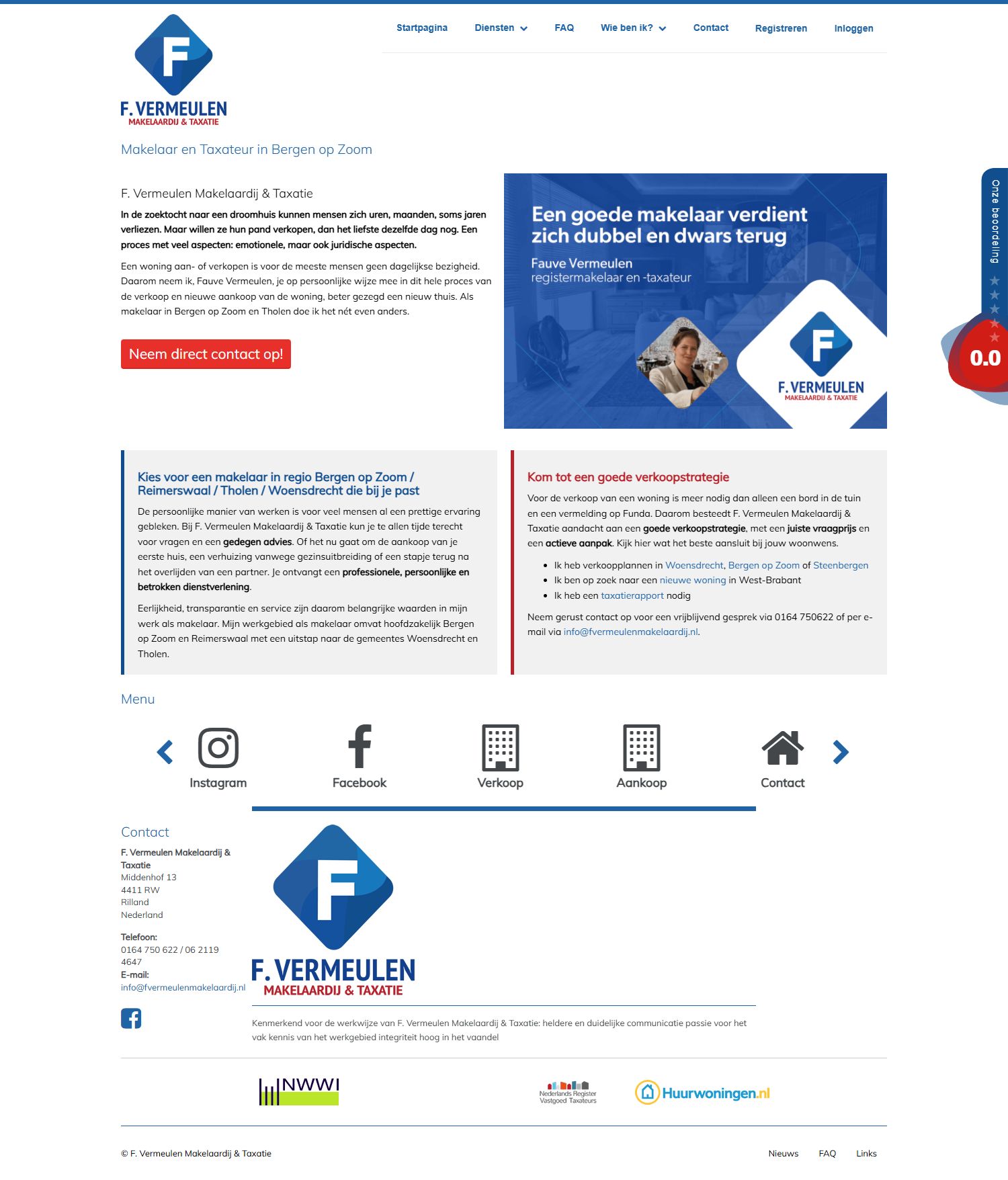 Screenshot van de website van www.fvermeulenmakelaardij.nl
