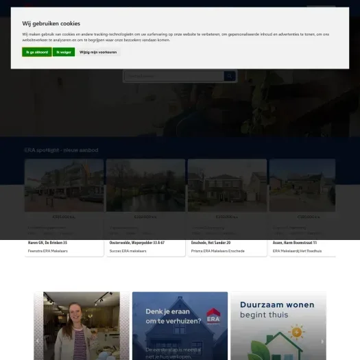 Capture d'écran du site web de www.era.nl